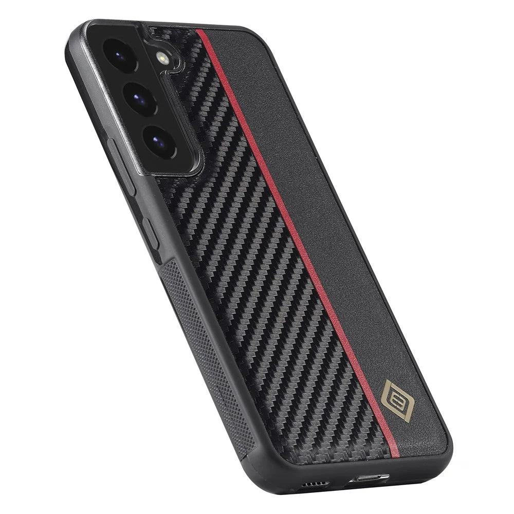LC.IMEEKE For Samsung Galaxy S21+ 5G Leather+TPU+EVA Phone Case Anti-Scratch Carbon Fiber Texture Cover - 7
