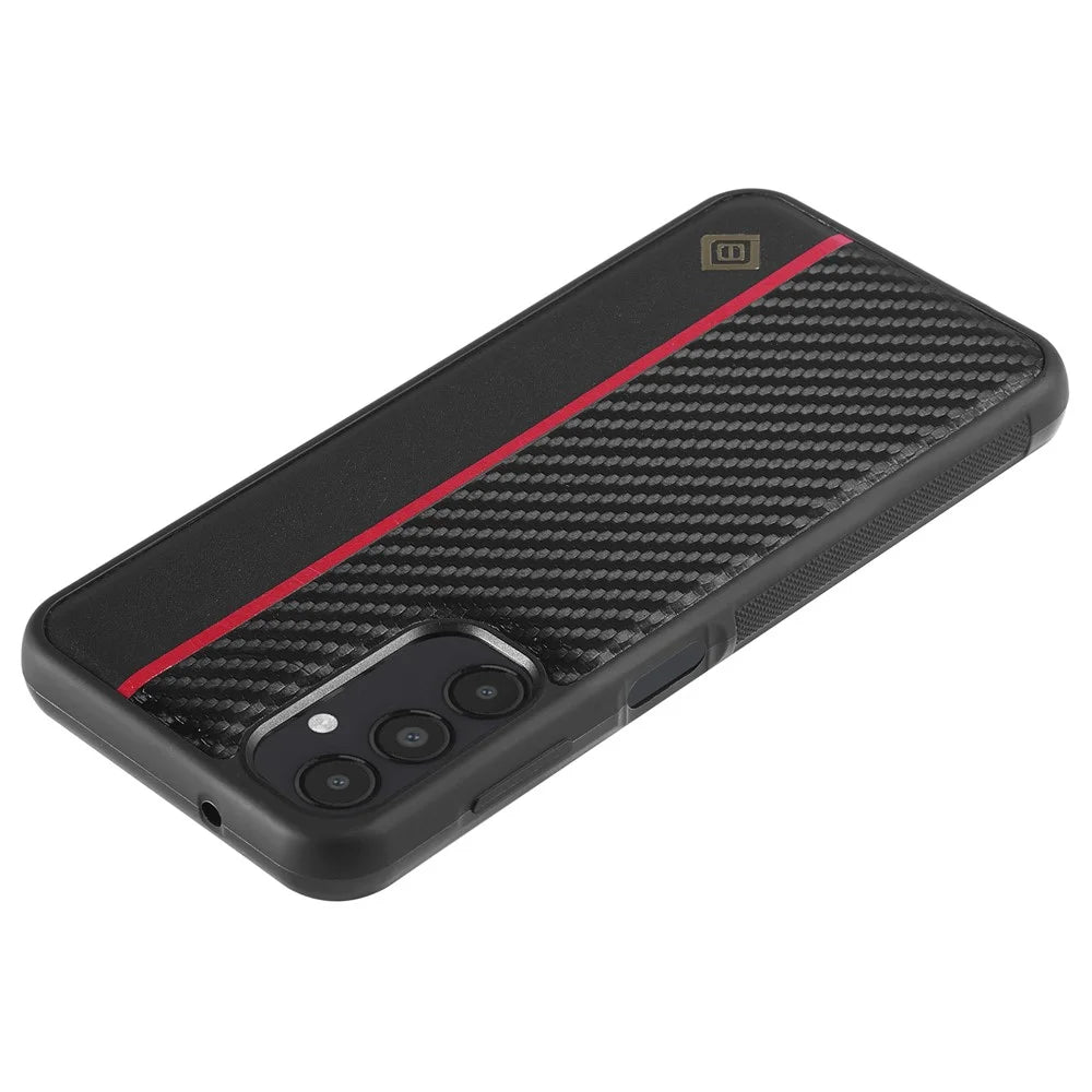 LC.IMEEKE Carbon Fiber Texture Case for Samsung Galaxy A14 4G / 5G , PU Leather Coated TPU+EVA Shock Absorption Phone Cover - 5