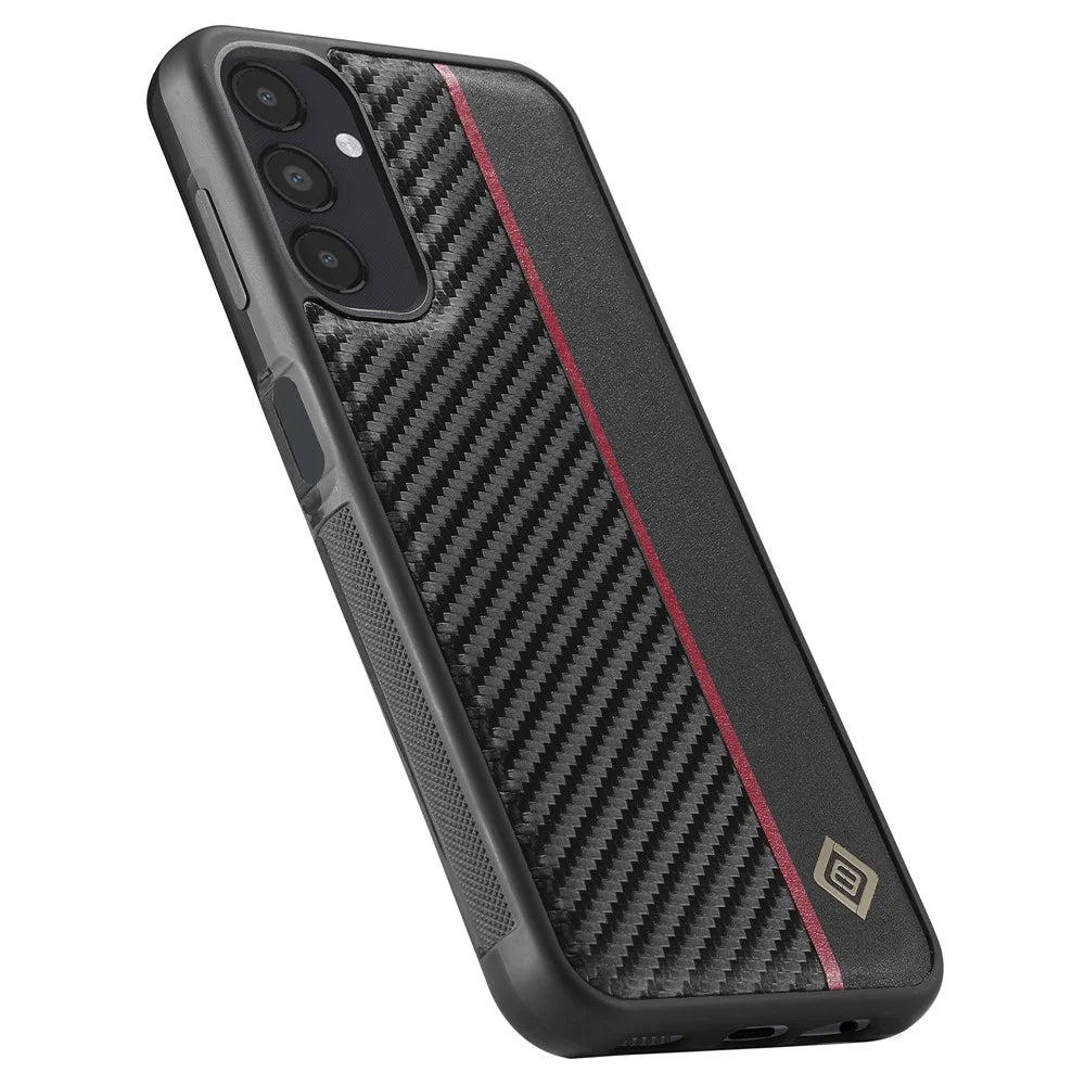 LC.IMEEKE Carbon Fiber Texture Case for Samsung Galaxy A14 4G / 5G , PU Leather Coated TPU+EVA Shock Absorption Phone Cover - 7