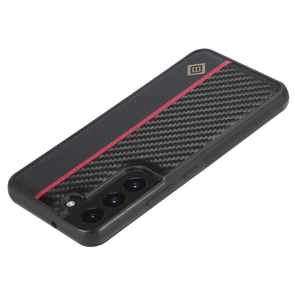 LC.IMEEKE Slim-Fit Phone Cover For Samsung Galaxy S21 FE 5G Carbon Fiber Texture PU Leather+TPU+EVA Shell - 5