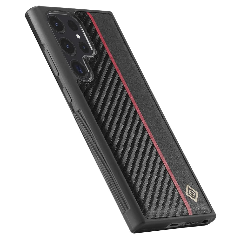LC.IMEEKE Phone Shell For Samsung Galaxy S23 Ultra Carbon Fiber Texture Case PU Leather+TPU+EVA Phone Cover - 7