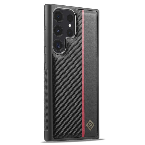 LC.IMEEKE For Samsung Galaxy S22 Ultra 5G Carbon Fiber Texture Phone Case PU Leather+TPU+EVA Phone Cover - 2