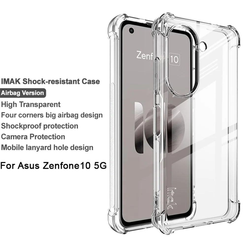 IMAK For Asus Zenfone 10 5G Phone Case Four Corner Anti-drop Clear TPU Back Cover - Transparent - 2