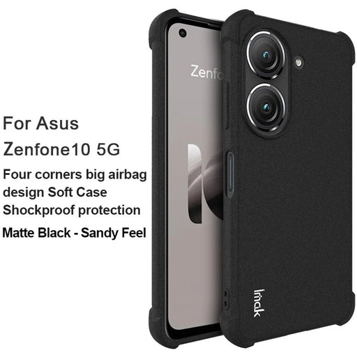 IMAK For Asus Zenfone 10 5G Matte Phone Protective Case Soft TPU Shockproof Back Cover - Black - 2