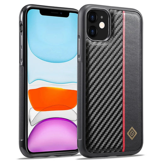 LC.IMEEKE For iPhone 11 Smartphone Case Carbon Fiber Texture PU Leather+TPU+EVA Shell Cover - 1
