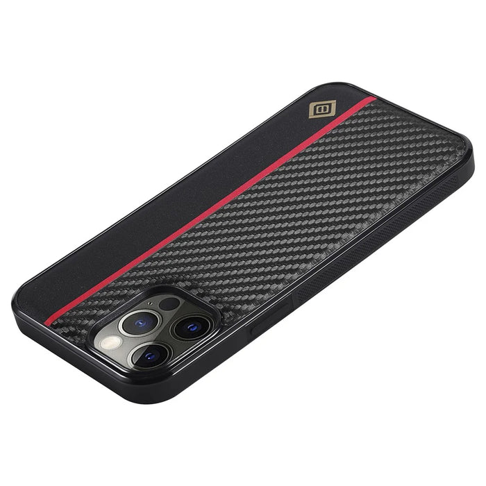 LC.IMEEKE For iPhone 12 Pro Max Carbon Fiber Texture Phone Cover PU Leather+TPU+EVA Cell Phone Shell - 5