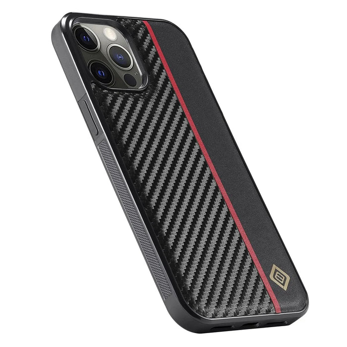LC.IMEEKE For iPhone 12 Pro Max Carbon Fiber Texture Phone Cover PU Leather+TPU+EVA Cell Phone Shell - 7
