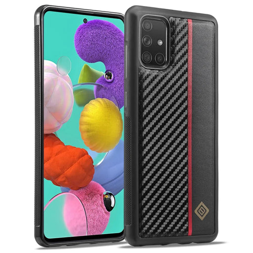 LC.IMEEKE For Samsung Galaxy A51 4G SM-A515 Slim-Fit Phone Cover Carbon Fiber Texture PU Leather+TPU+EVA Shell - 1