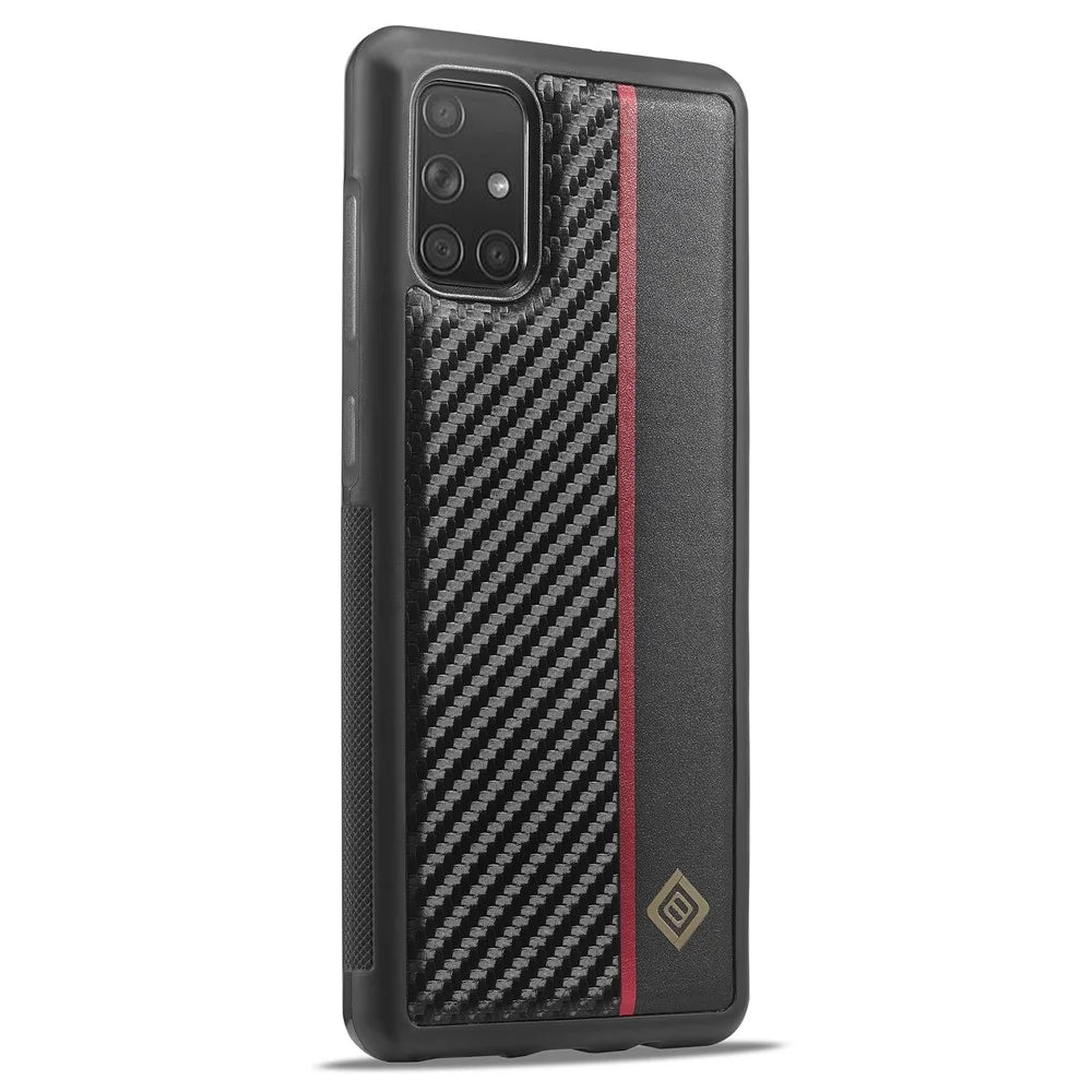 LC.IMEEKE For Samsung Galaxy A51 4G SM-A515 Slim-Fit Phone Cover Carbon Fiber Texture PU Leather+TPU+EVA Shell - 2