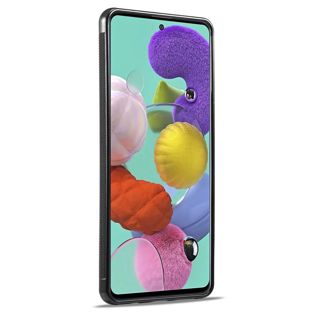 LC.IMEEKE For Samsung Galaxy A51 4G SM-A515 Slim-Fit Phone Cover Carbon Fiber Texture PU Leather+TPU+EVA Shell - 3