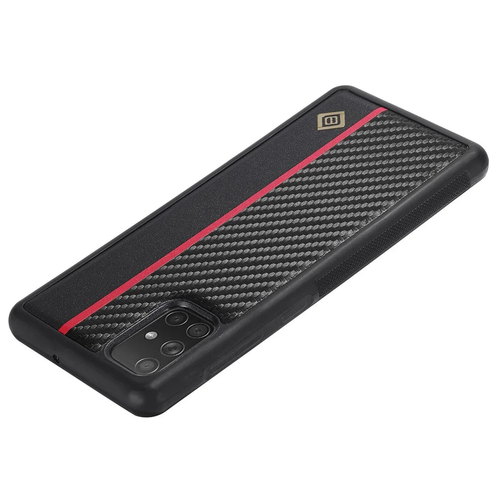 LC.IMEEKE For Samsung Galaxy A51 4G SM-A515 Slim-Fit Phone Cover Carbon Fiber Texture PU Leather+TPU+EVA Shell - 5