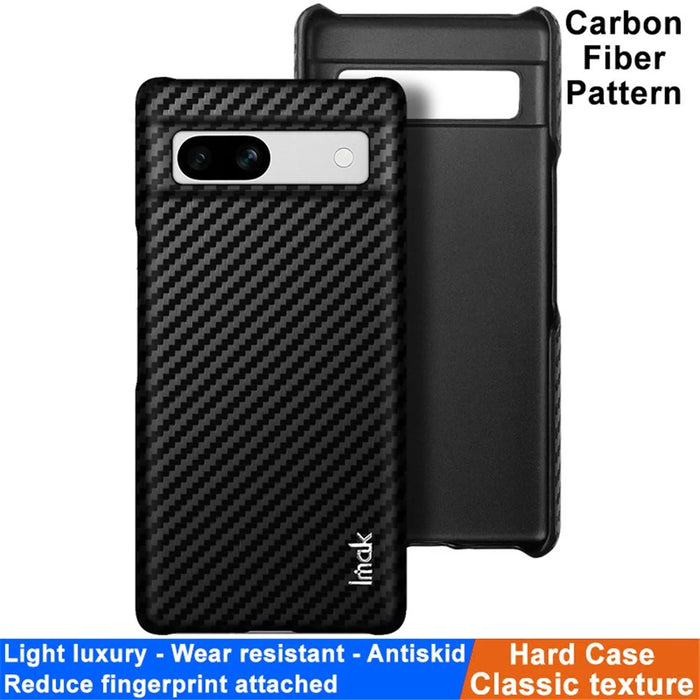 IMAK Ruiyi Series for Google Pixel 7a Mobile Phone Cover Shockproof PC + PU Leather Phone Case - Carbon Fiber Texture - 3