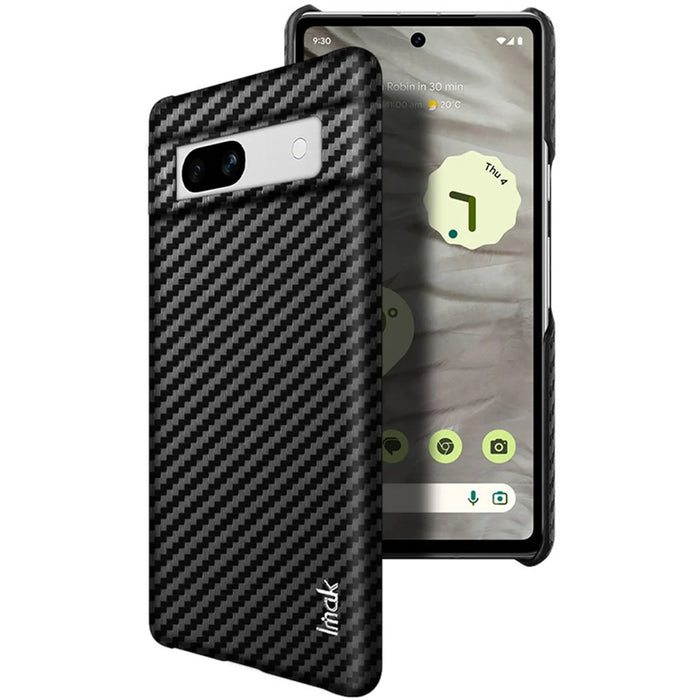 IMAK Ruiyi Series for Google Pixel 7a Mobile Phone Cover Shockproof PC + PU Leather Phone Case - Carbon Fiber Texture - 4