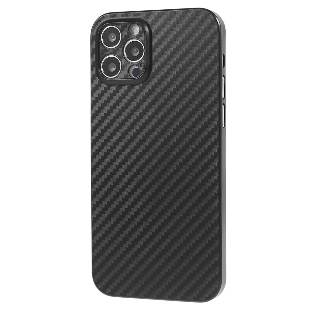 For iPhone 12 Pro 6.1 inch Carbon Fiber Texture PC Cover Super Thin Phone Case (Precise Lens Cutout) - Black - 1