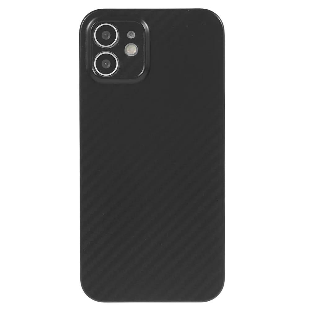 For iPhone 12 6.1 inch Super Thin Phone Case Carbon Fiber Texture PC Back Cover (Precise Lens Cutout) - Black - 2
