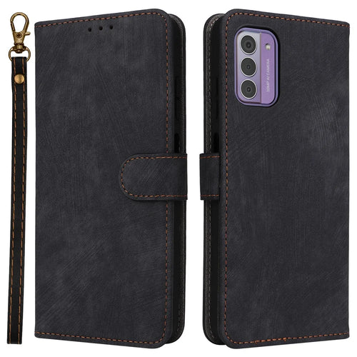 For Nokia C300 Phone Case RFID Blocking Wallet Stand PU Leather Anti-fall Cover with Strap - Black - 1
