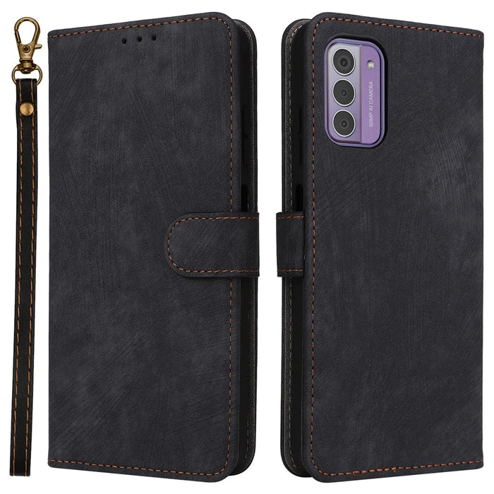 For Nokia C300 Phone Case RFID Blocking Wallet Stand PU Leather Anti-fall Cover with Strap - Black - 1