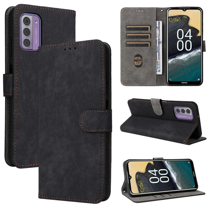 For Nokia C300 Phone Case RFID Blocking Wallet Stand PU Leather Anti-fall Cover with Strap - Black - 5