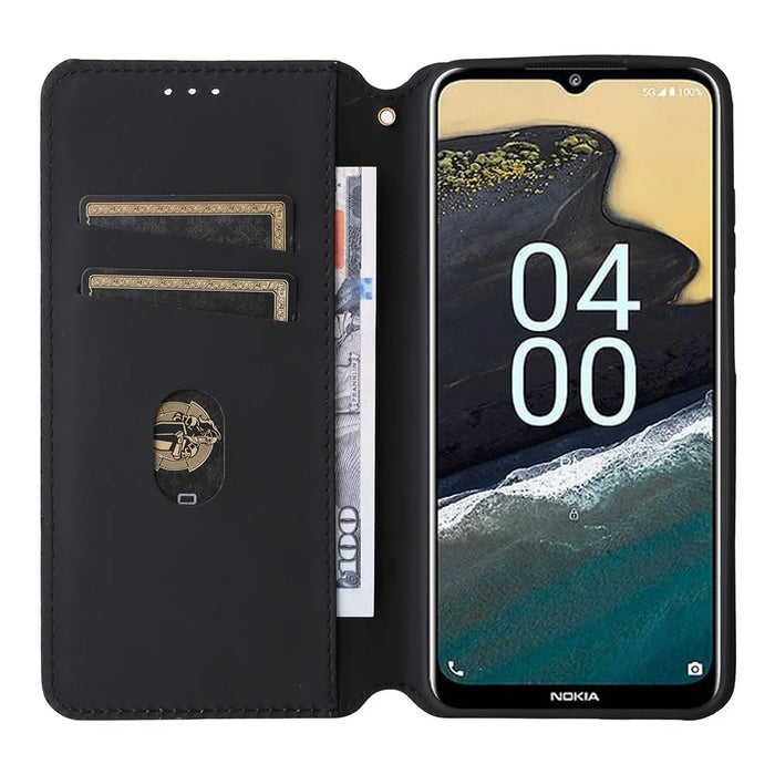 Phone Shell for Nokia C300 Bump Proof PU Leather Rhombus Imprinted Wallet Case Stand Flip Cover - Black - 2