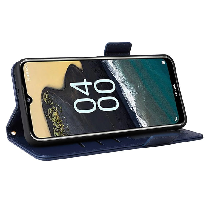 For Nokia C300 Litchi Texture PU Leather Case Wallet Stand Anti-Fingerprint Cell Phone Cover with Strap - Black - 3