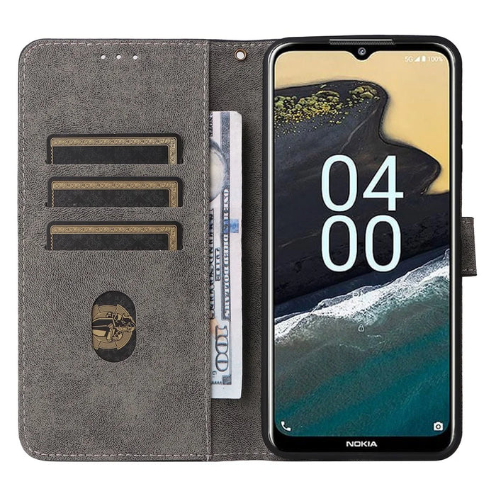 For Nokia G42 RFID Blocking Wallet Phone Case PU Leather Anti-fall Stand Cover with Strap - Black - 2