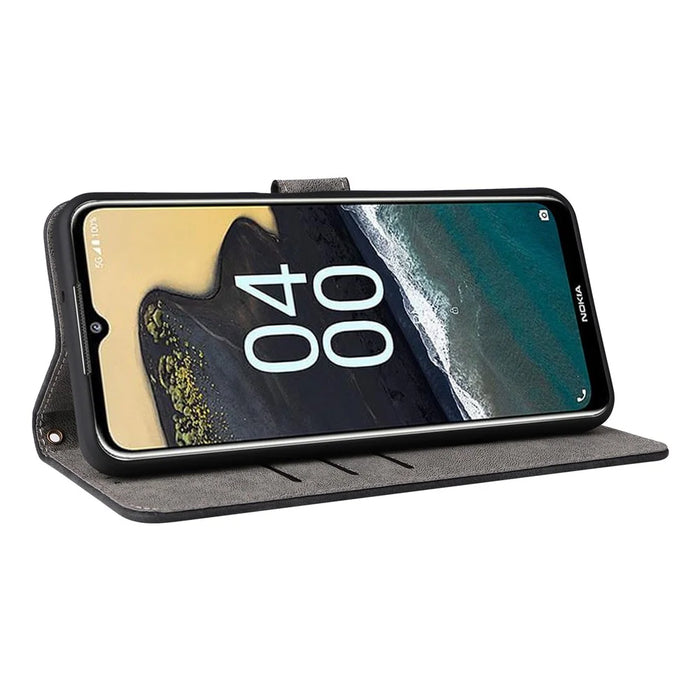 For Nokia G42 RFID Blocking Wallet Phone Case PU Leather Anti-fall Stand Cover with Strap - Black - 3