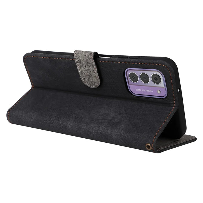 For Nokia G42 RFID Blocking Wallet Phone Case PU Leather Anti-fall Stand Cover with Strap - Black - 4