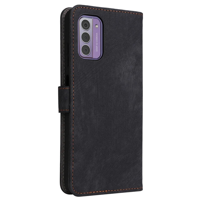 For Nokia G42 RFID Blocking Wallet Phone Case PU Leather Anti-fall Stand Cover with Strap - Black - 7