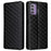 Phone Shell for Nokia G42 Rhombus Imprinted Wallet Case Viewing Stand PU Leather Cover - Black - 1