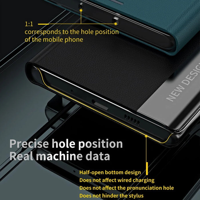 For Samsung Galaxy S23 FE PU Leather+PC Electroplating Phone Cover Drop Protection Stand Case - Green - 7