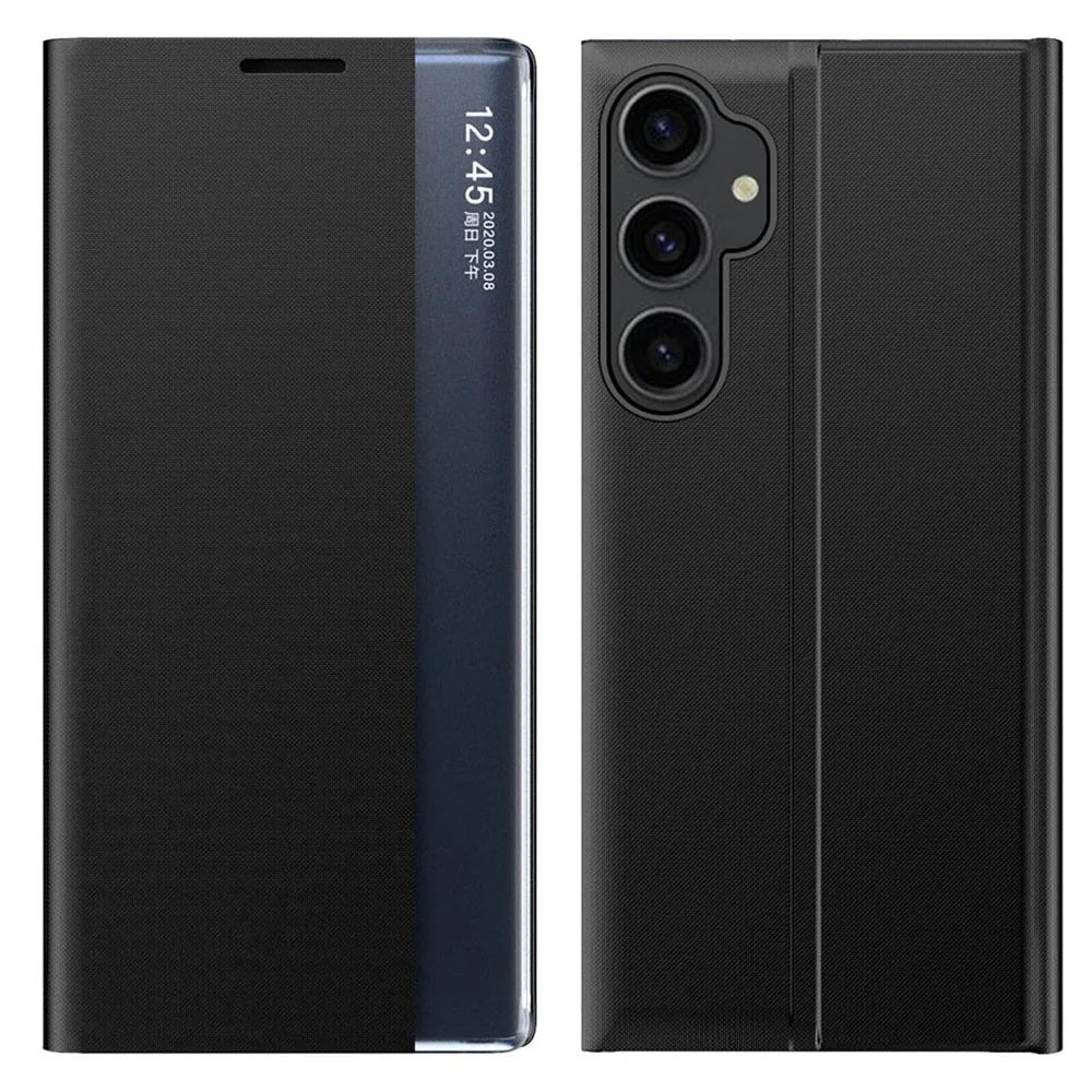 View Window Phone Shell for Samsung Galaxy S23 FE Anti-Scratch PU Leather Flip Stand Cover - Black - 1