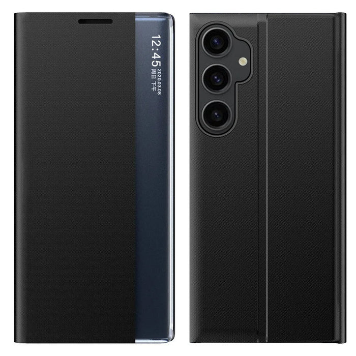 View Window Phone Shell for Samsung Galaxy S23 FE Anti-Scratch PU Leather Flip Stand Cover - Black - 1