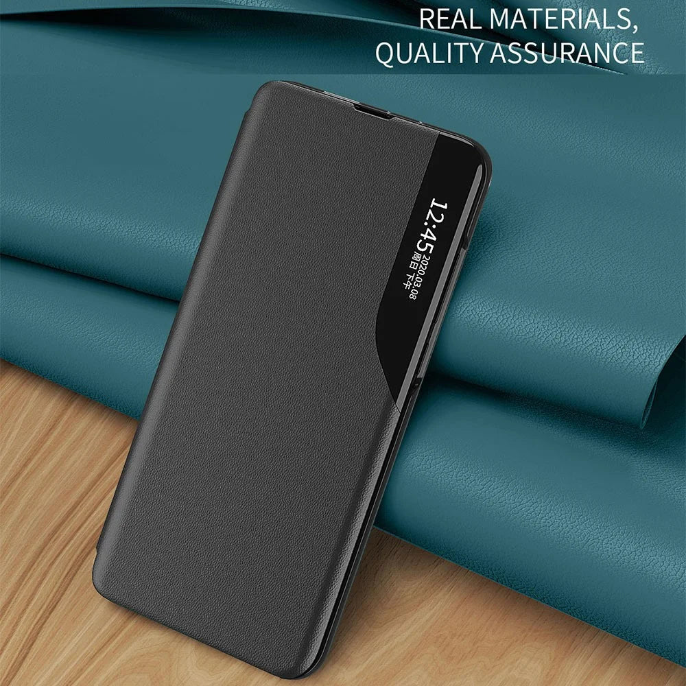 For Samsung Galaxy S23 FE Case View Window PU Leather Stand Cover - Black - 3