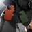 MELKCO For iPhone 14 Pro Genuine Cow Leather + PC Phone Cover Anti-scratch Case - Orange - 3