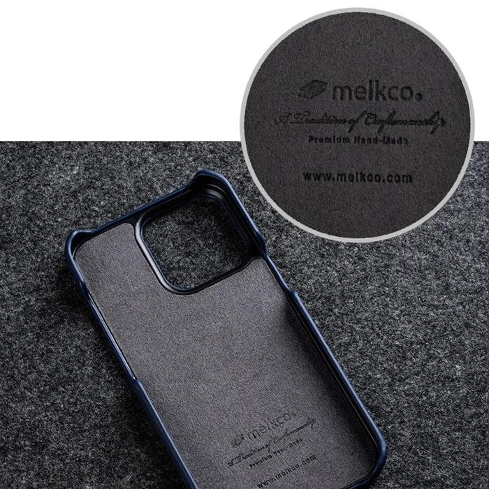 MELKCO For iPhone 14 Pro Genuine Cow Leather + PC Phone Cover Anti-scratch Case - Orange - 5