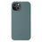 MELKCO For iPhone 14 Plus Anti-drop Cell Phone Case Genuine Cow Leather Coated PC Cover - Linen Blue - 1