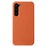 MELKCO Protective Case for Samsung Galaxy S22+ 5G , Genuine Cow Leather Coated PC Phone Cover - Orange - 1