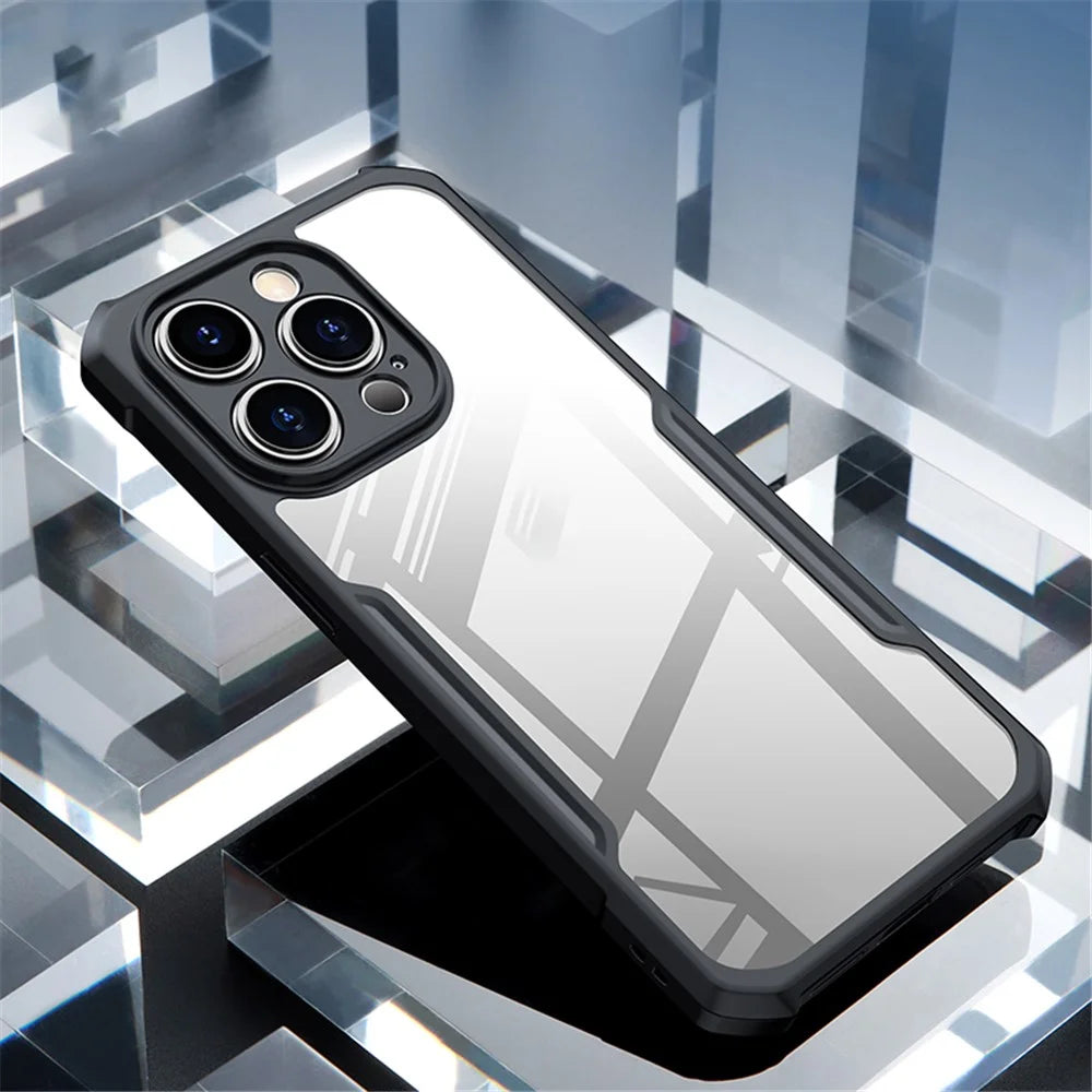 XUNDD Protective Phone Case for iPhone 15 Pro Max , Acrylic+TPU Phone Back Cover - Black - 3