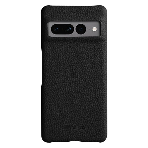 MELKCO Anti-fall Cover for Google Pixel 7 Pro 5G Genuine Cow Leather Coated PC Incomplete Phone Case - Black - 1