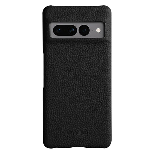 MELKCO Anti-fall Cover for Google Pixel 7 Pro 5G Genuine Cow Leather Coated PC Incomplete Phone Case - Black - 1