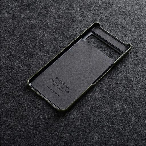 MELKCO Anti-fall Cover for Google Pixel 7 Pro 5G Genuine Cow Leather Coated PC Incomplete Phone Case - Black - 2
