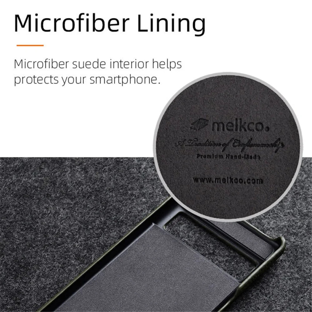 MELKCO Anti-fall Cover for Google Pixel 7 Pro 5G Genuine Cow Leather Coated PC Incomplete Phone Case - Black - 5