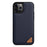 MELKCO For iPhone 13 Pro Max 6.7 inch Shockproof Case Genuine Cow Leather+Microfiber Leather+PC Phone Case - Dark Blue - 1