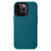 MELKCO For iPhone 14 Pro Metal Lens Frame Phone Case Genuine Cow Leather+Microfiber Leather+PC Phone Cover - Blue - 1