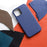 MELKCO For iPhone 14 Pro Metal Lens Frame Phone Case Genuine Cow Leather+Microfiber Leather+PC Phone Cover - Blue - 5
