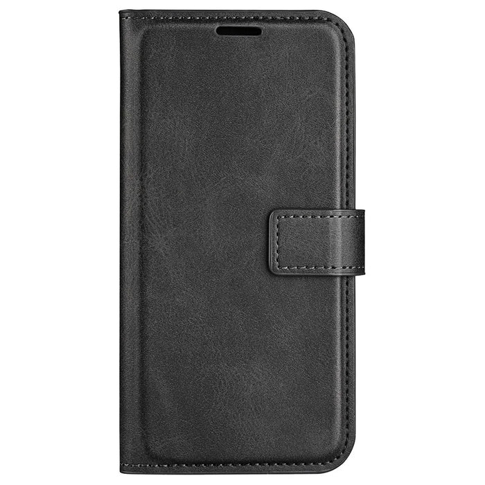 For Samsung Galaxy S23 FE Calf Texture Anti-fall Case PU Leather Wallet Stand Phone Cover - Black - 5