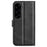 For Samsung Galaxy S23 FE Calf Texture Anti-fall Case PU Leather Wallet Stand Phone Cover - Black - 6