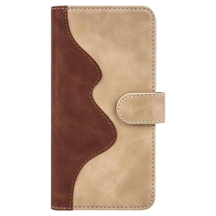 For Samsung Galaxy S23 FE Dual-color Splicing PU Leather Shell Flip Wallet Stand Phone Case - Yellow - 6