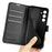 For Samsung Galaxy S23 FE Litchi Texture Magnetic Clasp Stand Cover PU Leather Wallet Phone Case - Black - 5