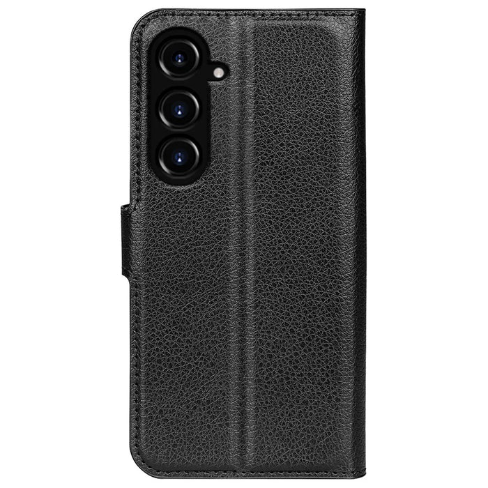 For Samsung Galaxy S23 FE Litchi Texture Magnetic Clasp Stand Cover PU Leather Wallet Phone Case - Black - 7